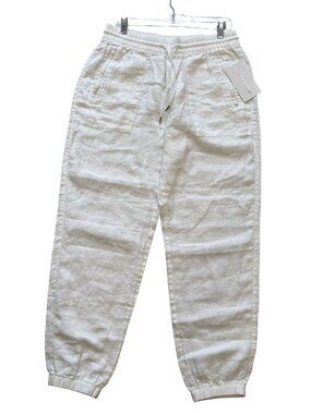 Athleta Retreat Linen Jogger White Drawstring Elastic Waistband Size M NWT Beach
